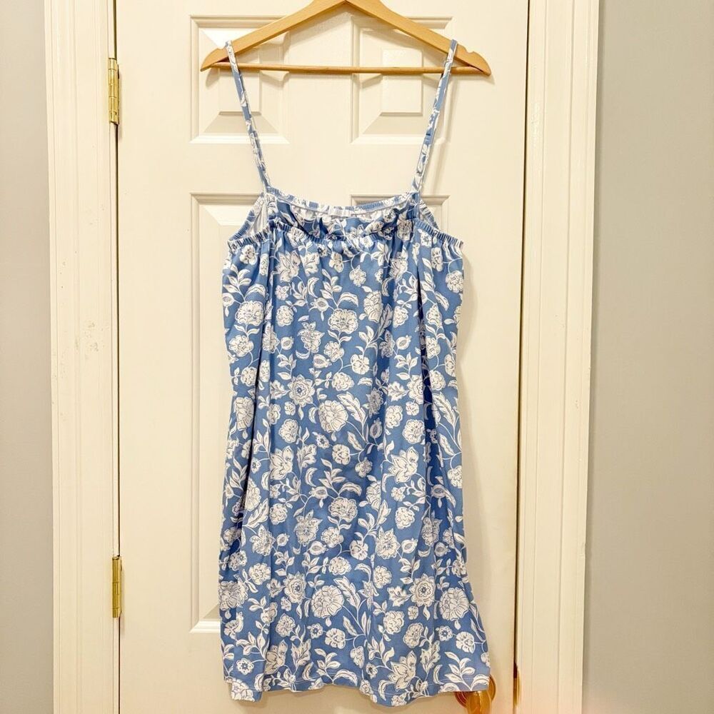 Lake Pajamas Pima Ruffle Nightgown Blue Floral XXL - Picture 4 of 5